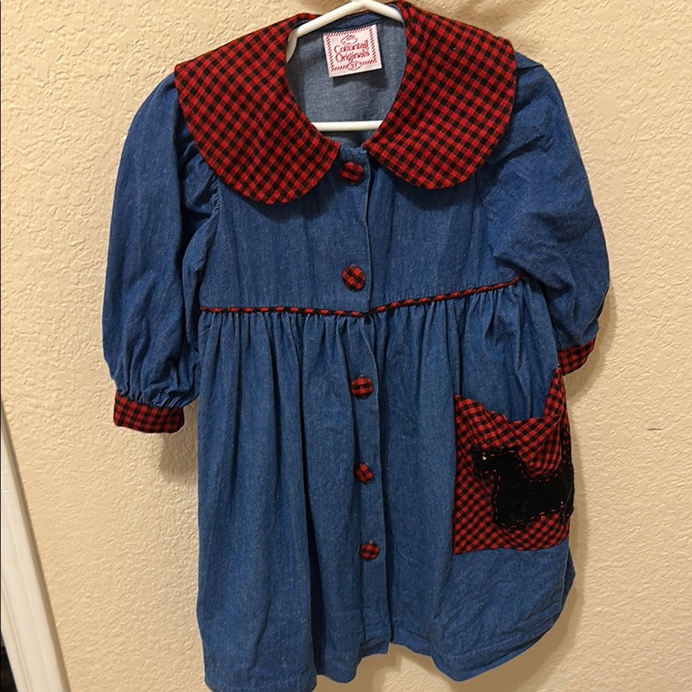 3/20$ Vintage Denim with Plaid Detail Dress